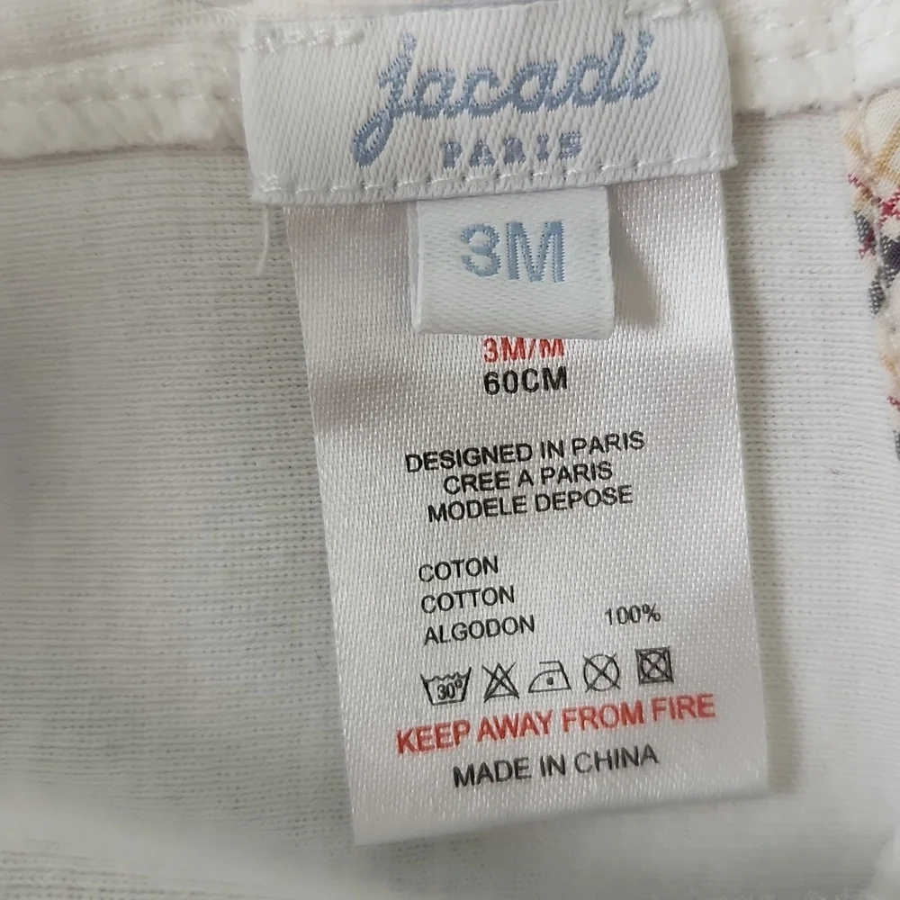 Jacadi Paris White Bodysuit with Plaid Collar